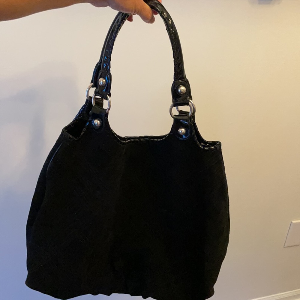 Bebe suede & patent boho bag